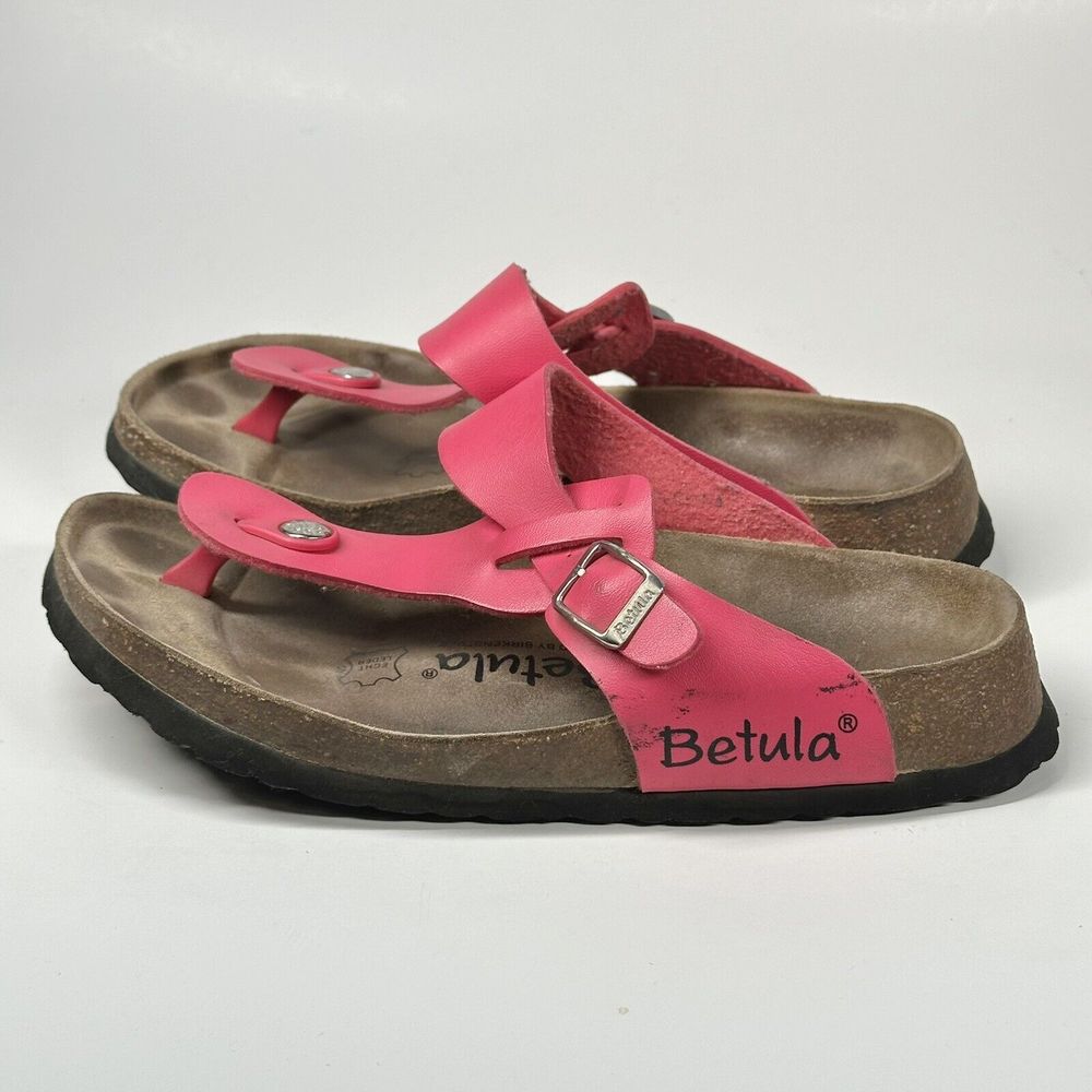 Betula By Birkenstock Gizeh T-Strap Pink Sandals Womens Size 6 (EU 37) Cork - Picture 5 of 16